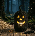THOPBPRK 2026 Black Halloween Woven Pumpkin Jack-O'-Lantern, Halloween Decorations Pumpkin, USE LED Candle, Rattan Fall Halloween Decor for Home, 1Pack 11.8 Inch A