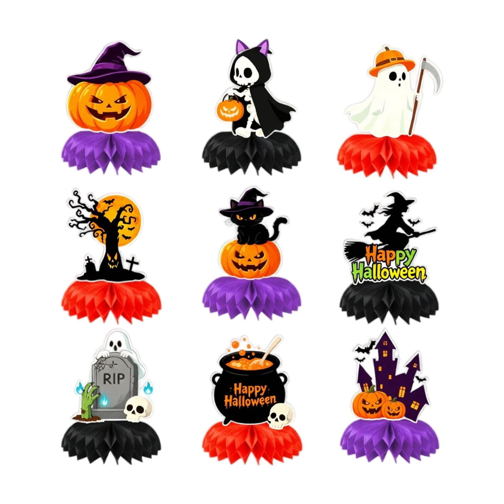 Table Centerpieces 9 Pack Honeycomb Halloween Themed for Indoor Parties Home Gatherings Seasonal Decor