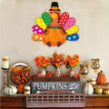 Thanksgiving Decoration Wooden Turkey Pumpkin Door Wreath for Front Door Sign Wall Signs, Thankful Blessed Grateful Pumpkin Sign Hanging for Fall Autumn Harvest Home Halloween Decoration