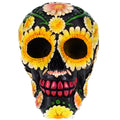 Resin Sugar Skull Black Day of the Dead Skull 2 P754754 - Sunflower Halloween Decoration Gothic DOD Skeleton Head Dia de los Muertos - Sunflowers