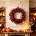 Vibrant Red Wheat Wreath for Front Door - Stunning Autumn Decor for Halloween and Thanksgiving - Perfect for Seasonal Home Decoration, Parties, and Gifts for Fall Enthusiasts