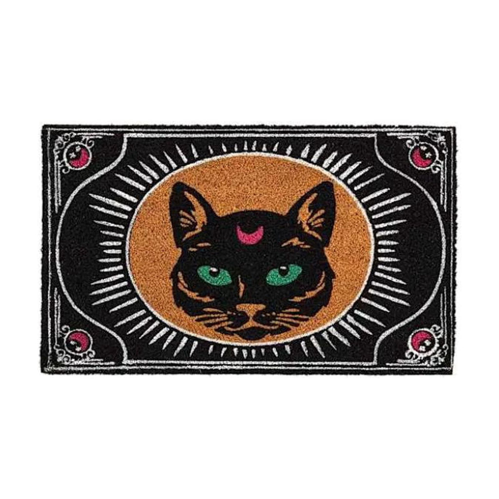 Be Witcha In A Minute Ornate Coir Doormat Halloween Decorations, Weather Resistant Non Slip Mat for Front Porch Witch Gothic Home Decor