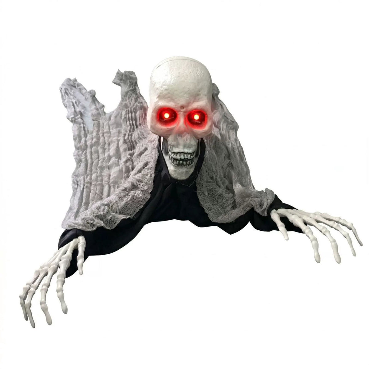 Halloween Crawling Mummy Prop, Voice Activated Animated Mummy Decoration with Red Glowing Eyes and Scary Sounds for Haunted House Yard Party Decor