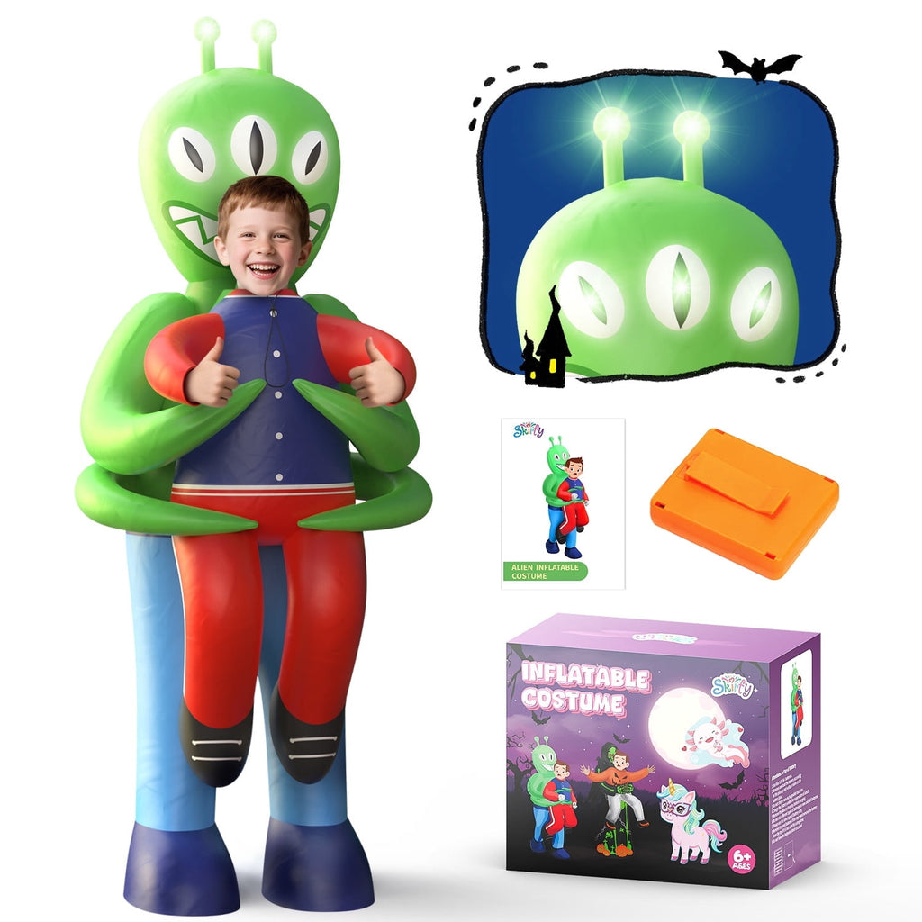 WonderStone Axolotls Inflatable Costume with LED Lights, Halloween Ride-on Costume, Blow-Up Dragon Onesie for Cosplay Party, Suitable for Kids Ages 7-12