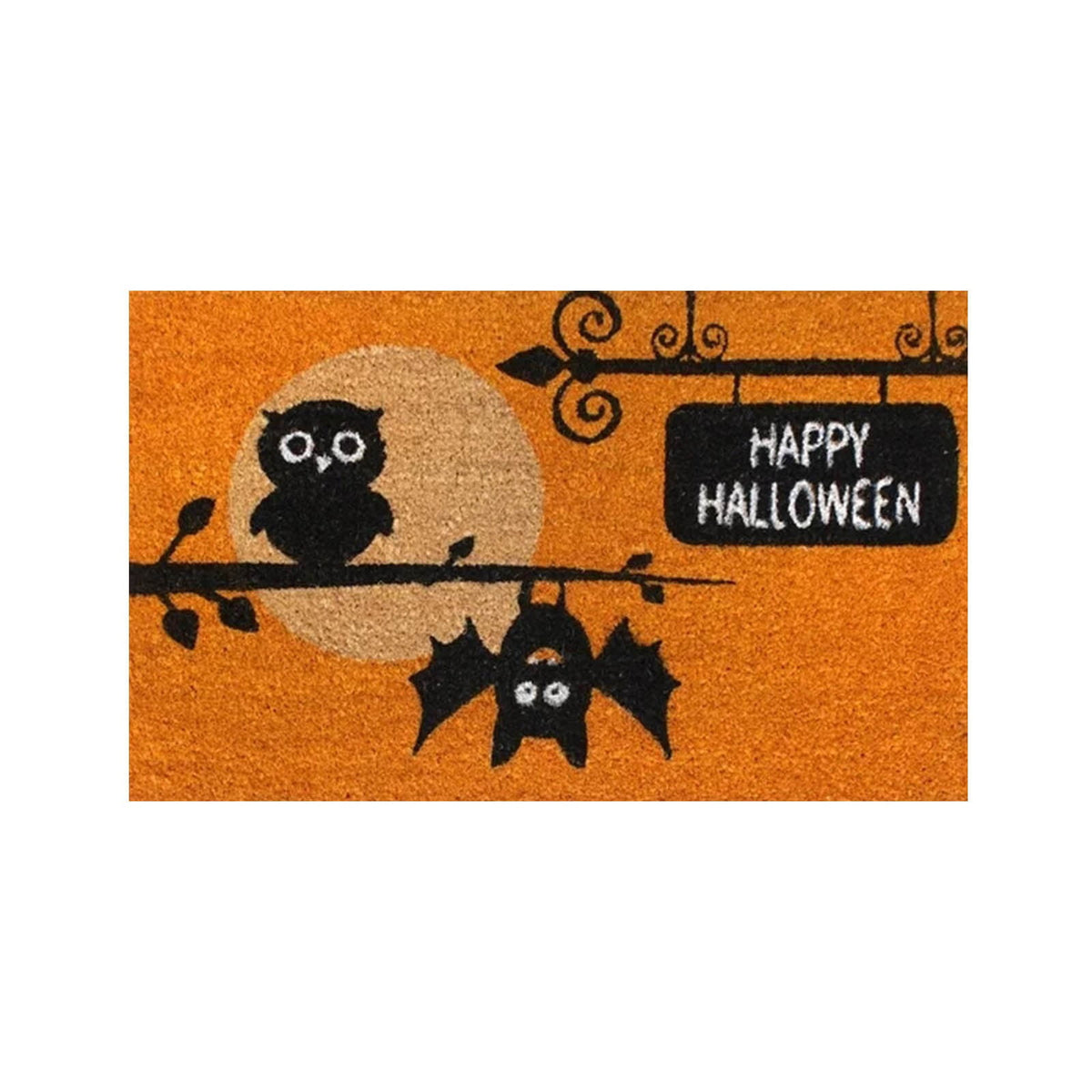 Wovilon Halloween Area Rug Doormat, Black Castle Front Door Mat Non Slip Rubber Backing, Happy Halloween Orange Indoor Outdoor Entrance Mats, Halloween Home Decor Outdoor Rug, 16 X 24 Inches