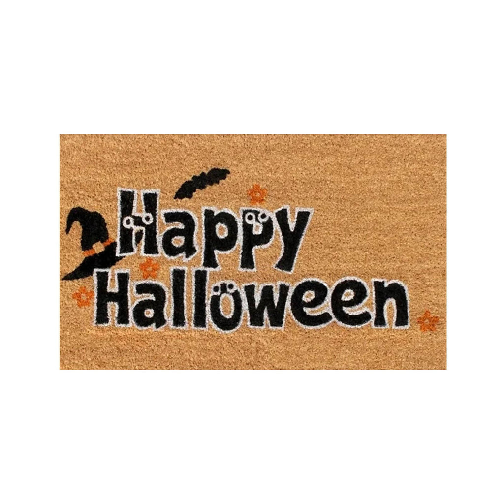 Wovilon Halloween Area Rug Doormat, Black Castle Front Door Mat Non Slip Rubber Backing, Happy Halloween Orange Indoor Outdoor Entrance Mats, Halloween Home Decor Outdoor Rug, 16 X 24 Inches