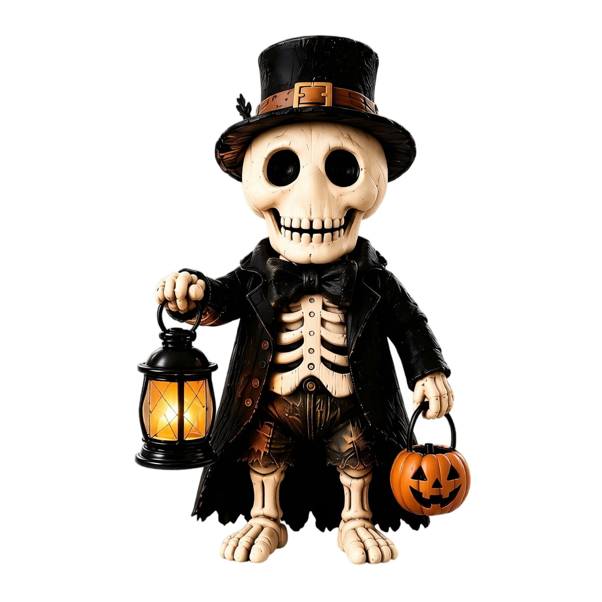 XHKUYI Halloween Scarecrow Pumpkin Figurine 6 inch, Handcrafted 3D Resin Witch Hat Scarecrow with Glowing Lanterns, for Halloween Home Party Tabletop Mantel Shelf Decor
