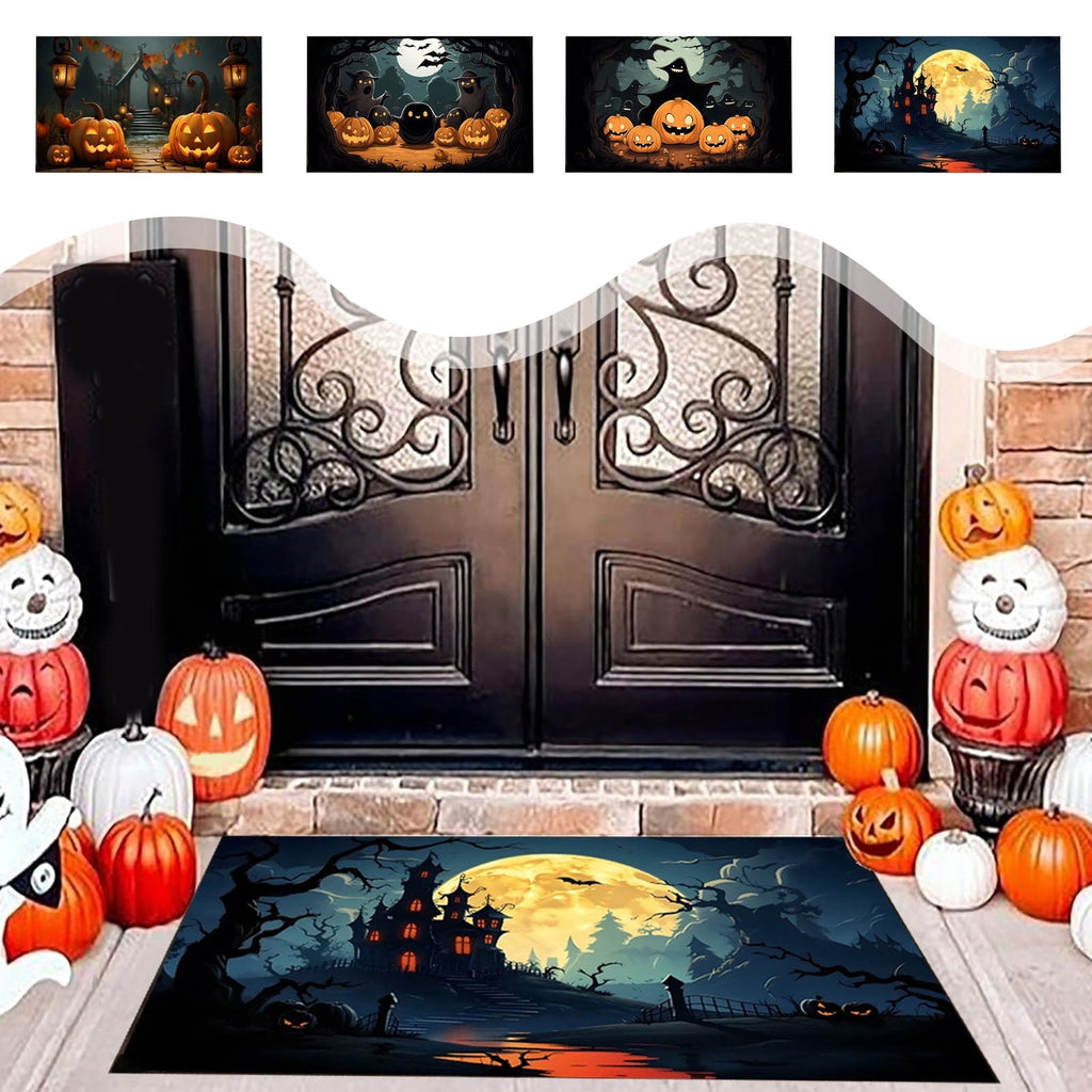 Xuniizn Halloween Mat, 16X24" Velvet Halloween Door Mat for Outside Entrance, Spooky Halloween Rug for Outdoor & Indoor, Non Slip Washable Halloween Doormat, Halloween Bathroom Decor