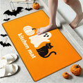 YIMEIS Halloween Orange Ghost Pumpkin Black Cat 1Pc Flannel Mat & Kitchen Rugs,Soft Non-slip,16''×24'' Inches,for Entryway Bathroom