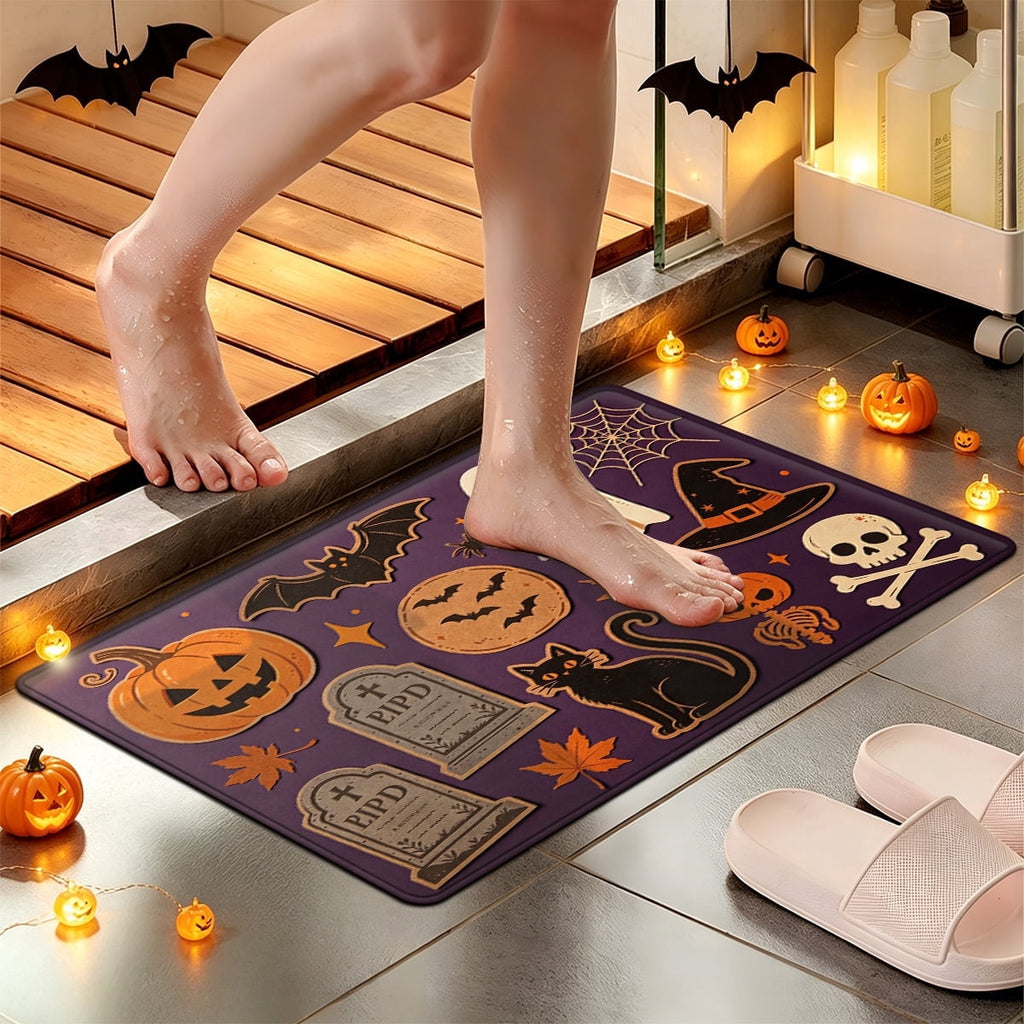 YIMEIS Halloween Pumpkin Lanterns Multi-purpose 1-Piece Flannel Mat and Kitchen Rugs,Soft Non-slip for Home Bedroom Bathroom