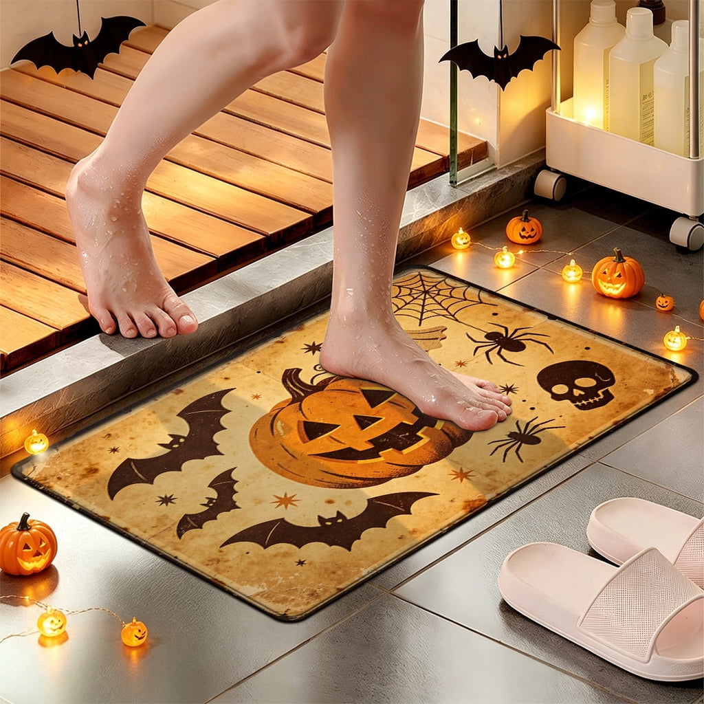 YIMEIS Halloween Pumpkin Lanterns Multi-purpose 1-Piece Flannel Mat and Kitchen Rugs,Soft Non-slip for Home Bedroom Bathroom