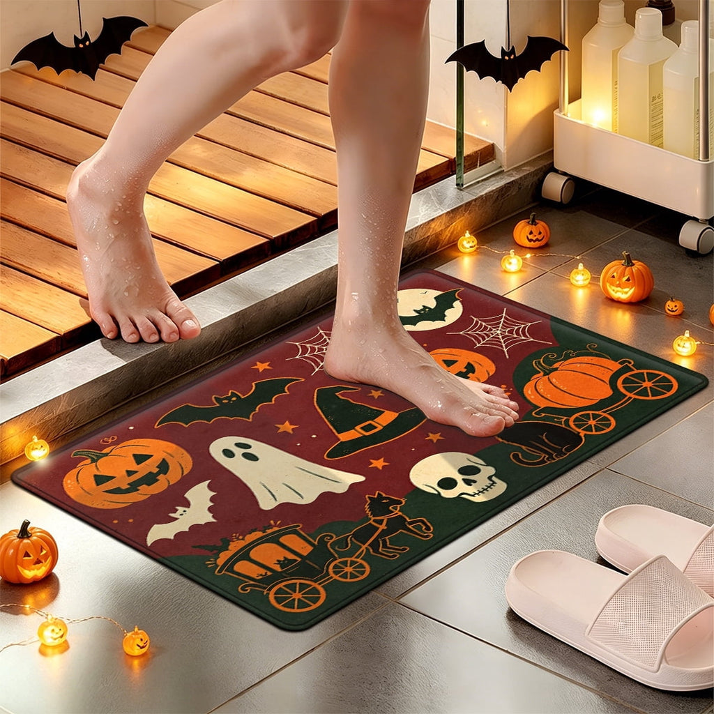YIMEIS Halloween Pumpkin Lanterns Multi-purpose 1-Piece Flannel Mat and Kitchen Rugs,Soft Non-slip for Home Bedroom Bathroom