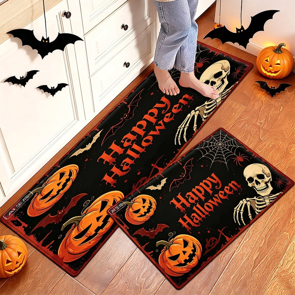 YIMEIS Halloween Pumpkin Lanterns 1Pc Flannel Mat and Kitchen Rugs,Soft Non-slip,Perfect for Home Bathroom