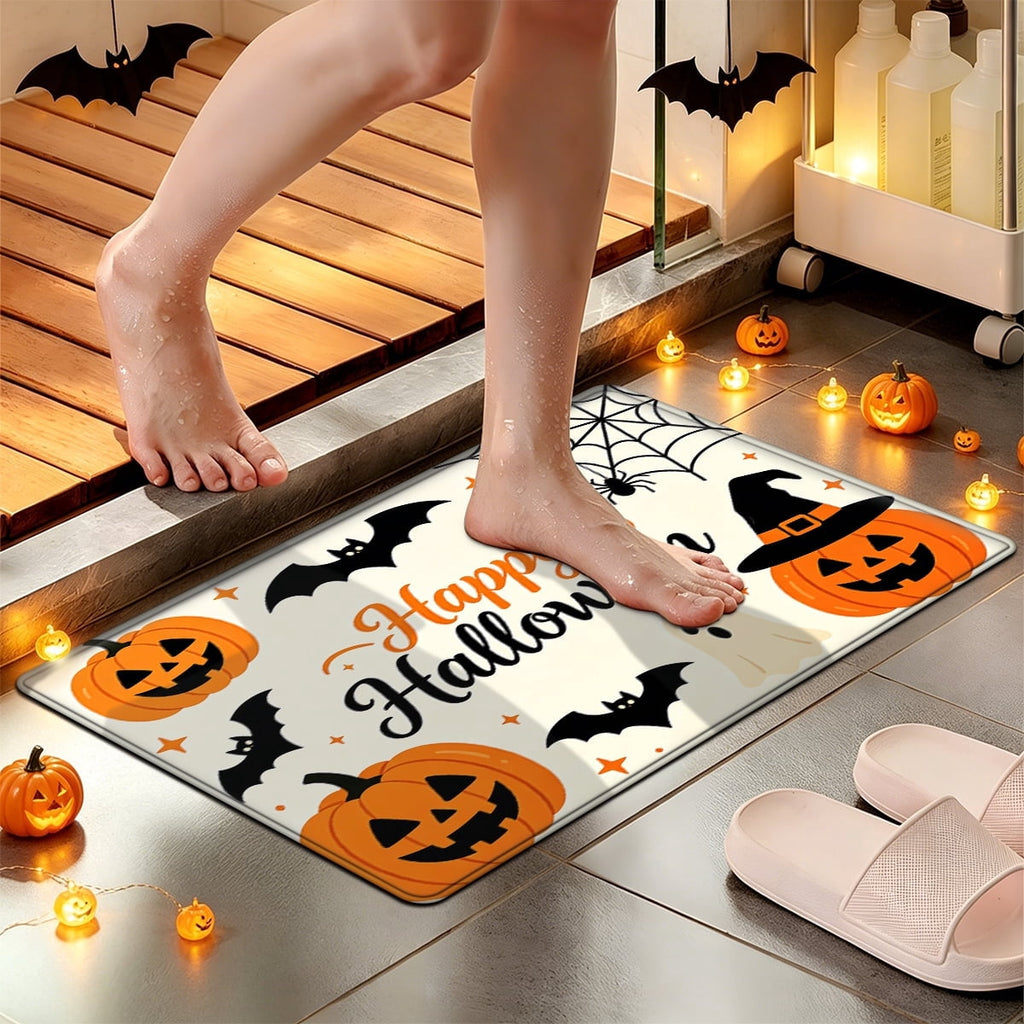YIMEIS Halloween Pumpkin Lanterns Multi-purpose 1-Piece Flannel Mat and Kitchen Rugs,Soft Non-slip for Home Bedroom Bathroom