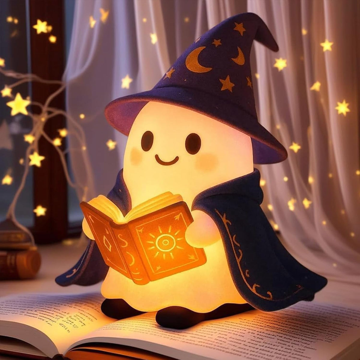 Halloween Ghost Night Light, Cute Ghost Playing The Guitar Lamp, Ghost Warm Lighted Figurine Lamps for Party Bedroom Study Room Home Dorm, Halloween Decor Indoor