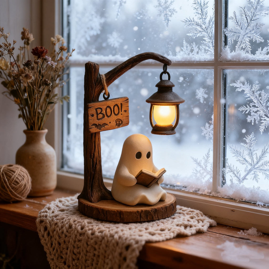 Halloween Ghost Night Light, Cute Ghost Playing The Guitar Lamp, Ghost Warm Lighted Figurine Lamps for Party Bedroom Study Room Home Dorm, Halloween Decor Indoor
