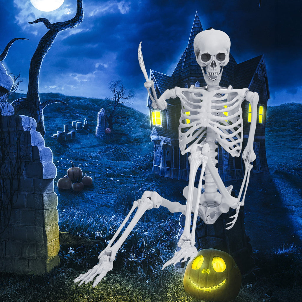 Yedigre 5.4FT HalloweenSkeleton Decor, Movable Joints Realistic Full Body Bones Skeleton Prop, No Light