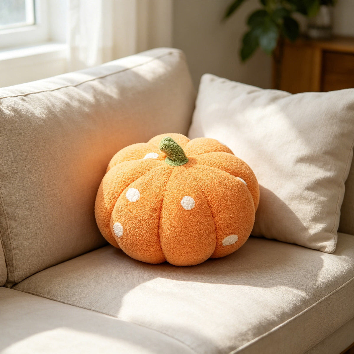 Yhmxh Soft Fluffy Pumpkin Throw Pillow, 3D Plush Sherpa Stuffed Pumpkin Cushion Decor, Cute Autumn Harvest Pumpkin Shaped Plush Toy for Sofa Couch Bed Farmhouse Thanksgiving Halloween Party Decor