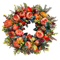 Yucurem Fall Peony Pumpkin Wreath for Front Door, 15.74" Artificial Autumn Harvest Pumpkin Wreath for Halloween Thanksgiving Harvest Mantle Porch Wall Window Decor