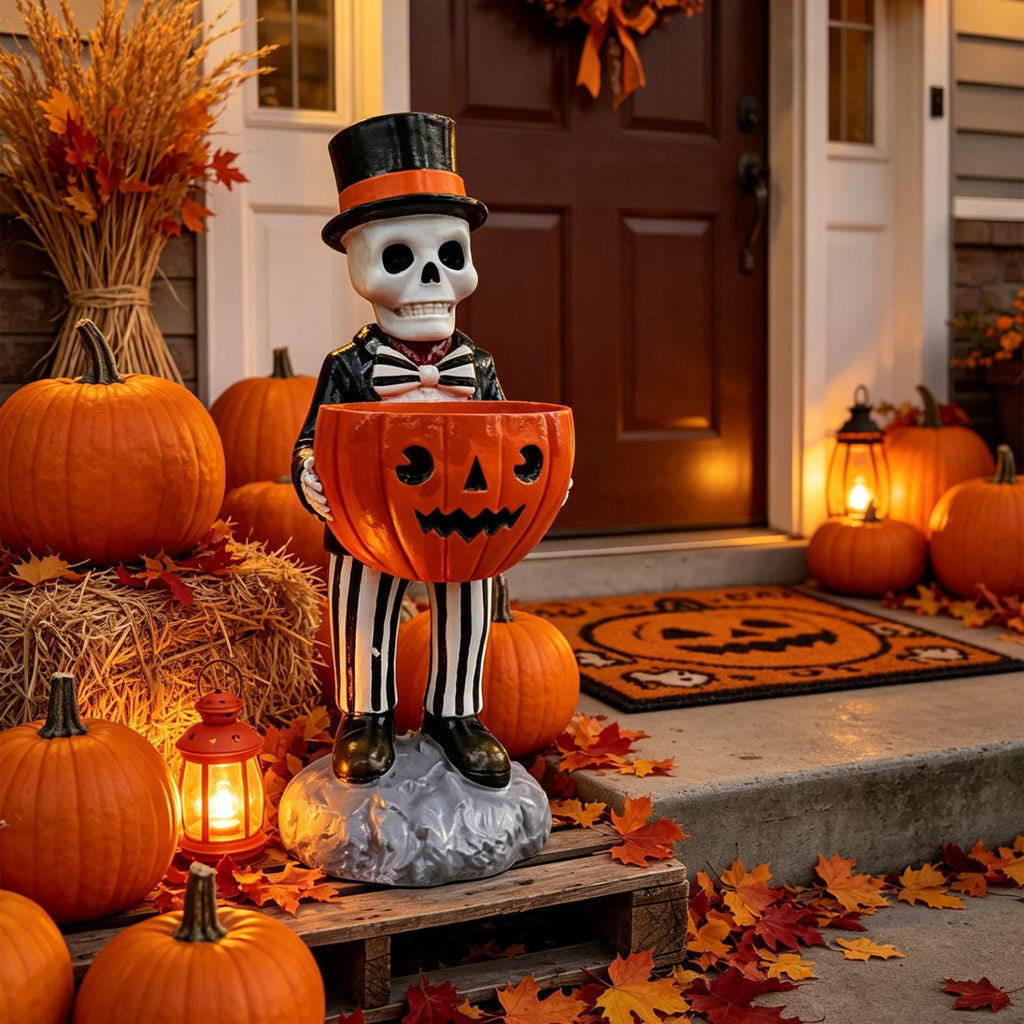 Light Up Ghost Pumpkin Candy Bowl Halloween Decor, Halloween Decorations Outdoor LED Glowing Ghost Candy Pumpkin Bowl, Fall Front Porch Yard Indoor Table Ghosts Treat Bowls Decor