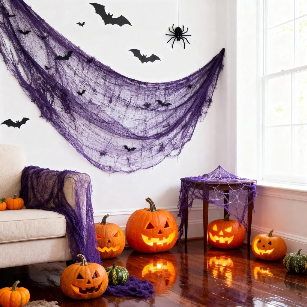 CQHVKQ 5 Pack of Halloween Creepy Gauze Cloth Decoration Set, Indoor Outdoor Black Scary Halloween Gauze Tapestry Decor, Spooky Decorations for Home, Yard, Haunted House & Party Supplies, 72" x 30"