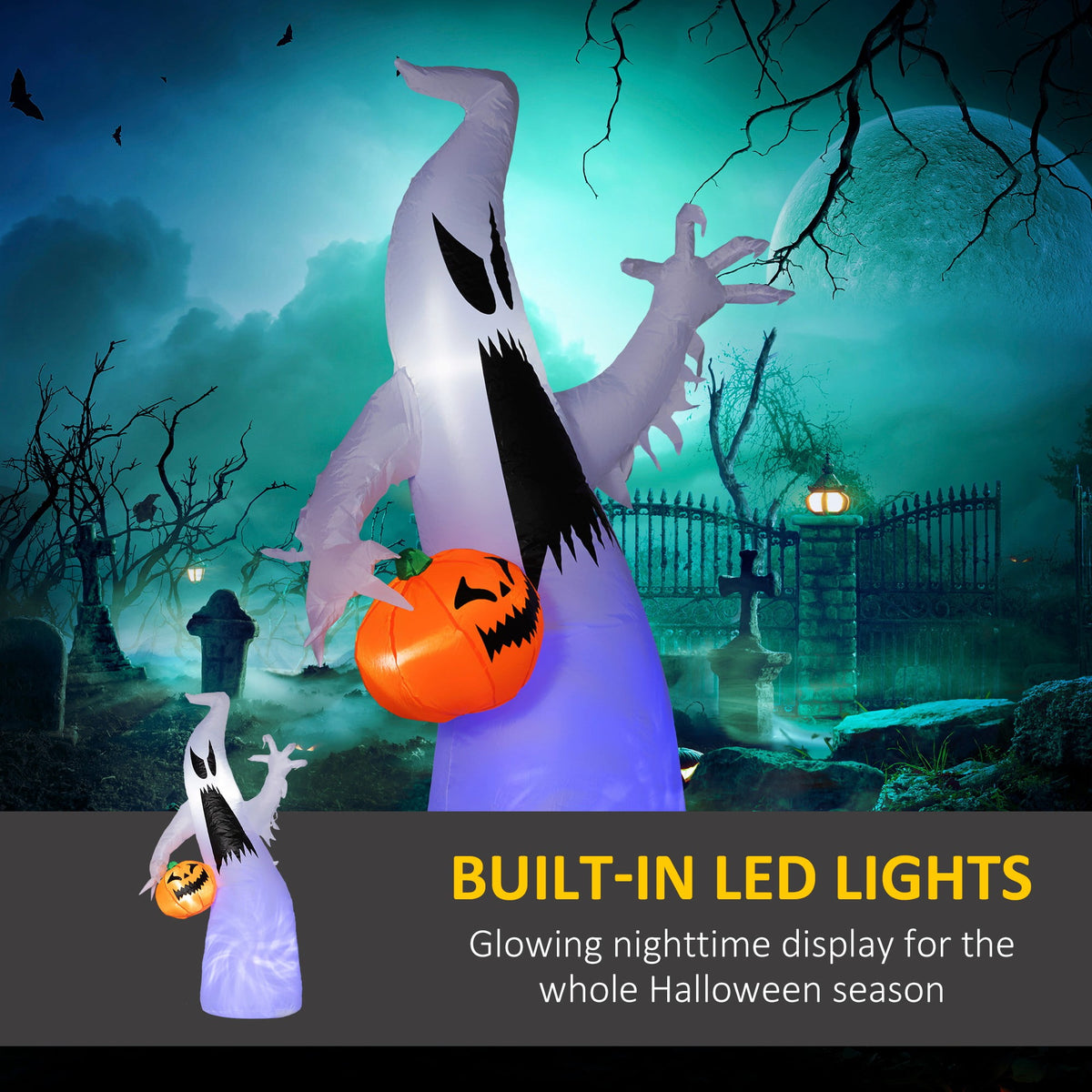HOMCOM Halloween Inflatable Pumpkin with LED Lights for Garden Indoor Outdoor