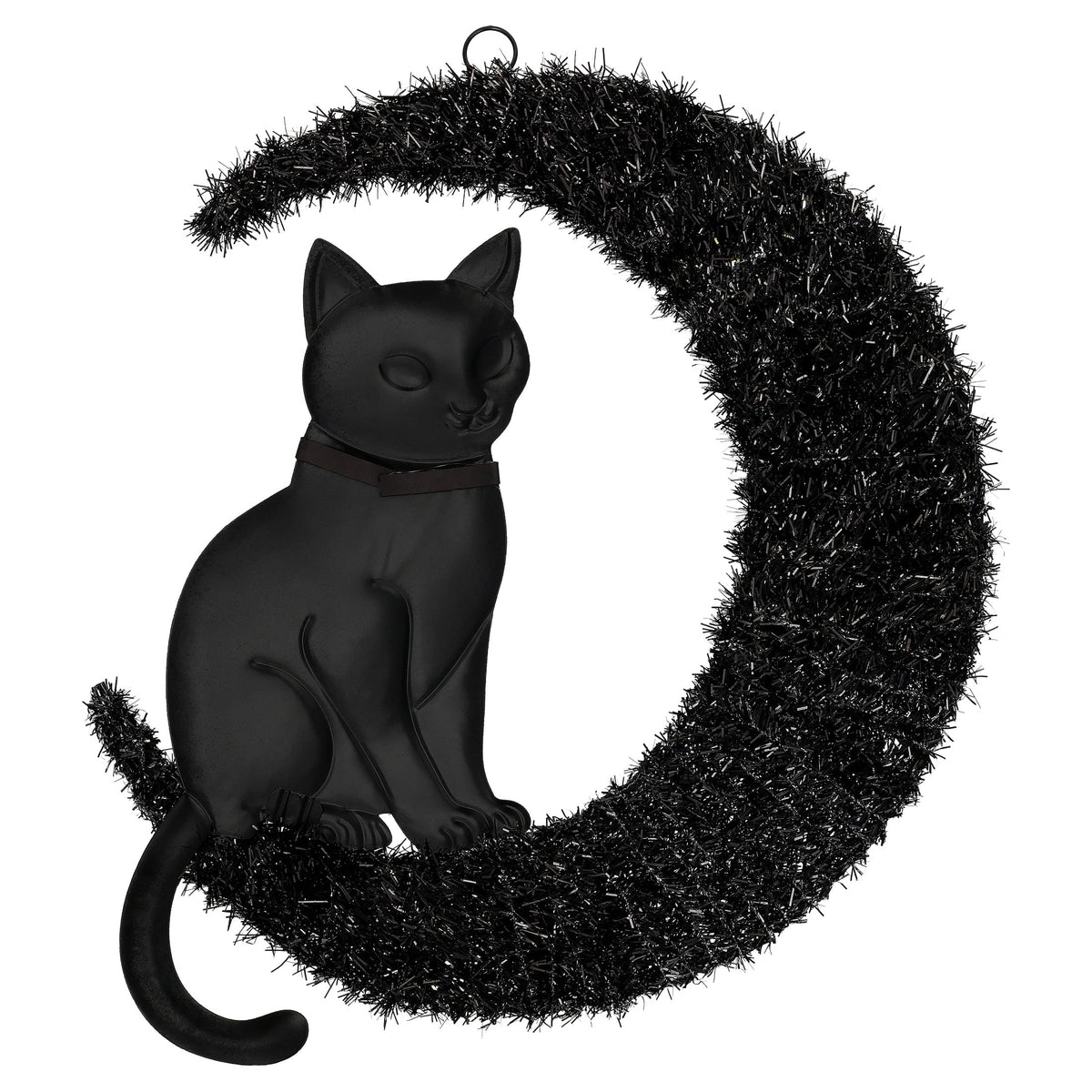 Moon and Cat Wreath, Black, 20" x 24", Halloween by Way To Celebrate