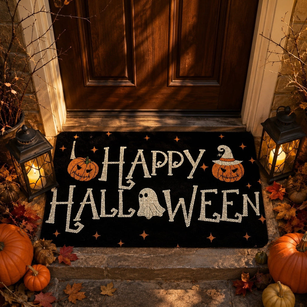 sruoe Fall Door Mat Non-Slip Durable Halloween Decor, Halloween Door Mats for Outdoor with Rubber Backing, Porch Patio Entryway, Easy Clean Absorbent Low-Profile Fade-Resistant.
