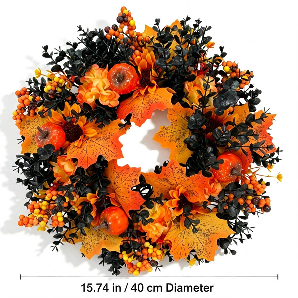Under $15! Wreaths for front Door Kingtowag Artificial Floral Wreath, Simulation Plant Pastoral Style Door Hanging Decoration Poppy Fruit, Greenery Wreath for Porch, Window, Home, Farmhouse
