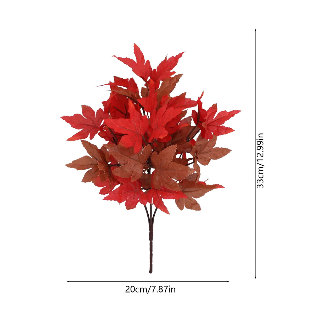 SPOORYYO 2Pcs Fall Maple Leaves Stems for Vase, Artificial Autumn Fake Leaves Decor, Maple Leaf Bushes Shrubs for Thanksgiving Halloween Home Farmhouse Table Centerpiece, 12.99" x 7.87"