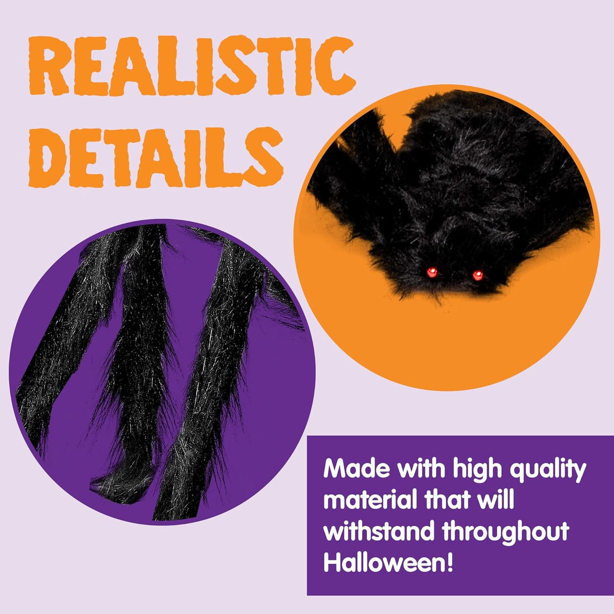 Joyfy 6 Packs Colorful Hairy Giant Spiders Halloween Decorations Outdoor,Multi-Size Outdoor Halloween Spider Decorations for Yard Lawn & Patio (30", 30", 20", 20", 12", 12")