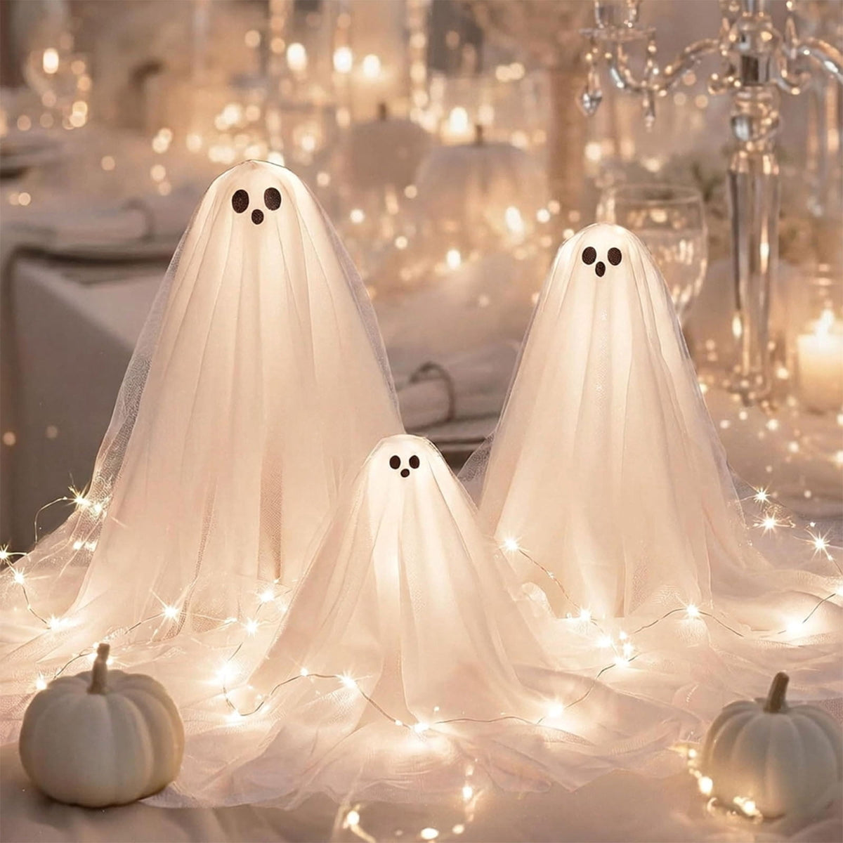 Lighted Halloween Ghost Candy Bowl, Cute LED Ghost Holding Pumpkin Candy Bucket for Trick or Treat, Outdoor Halloween Decorations for Front Porch, Indoor Yard Patio Halloween Decor