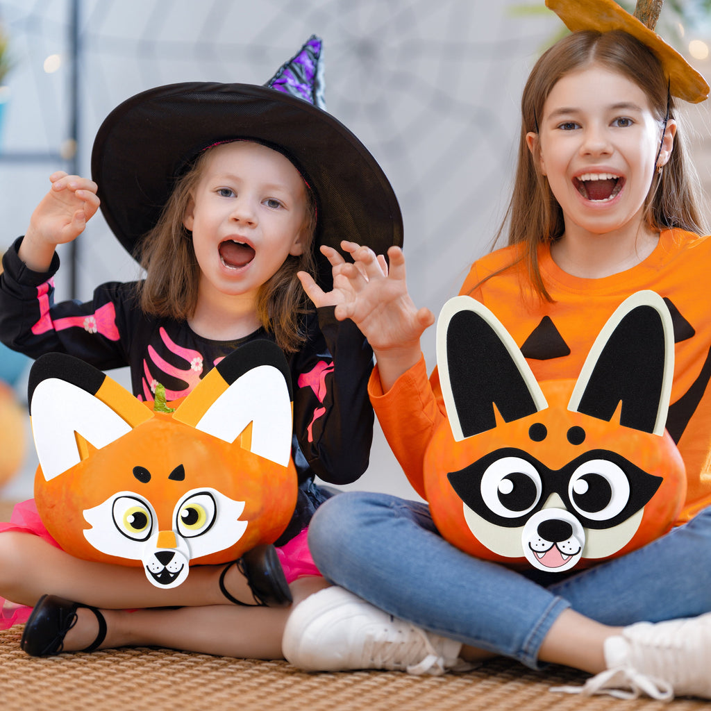 Joyfy 16 Faces Halloween Pumpkin Decorations Stickers Foam Craft Kit, 18 Sheets 16 Designs Halloween Party Favors for Kids, Party Supplies Arts Activities, Jack O Lantern Face Sticker School Gifts