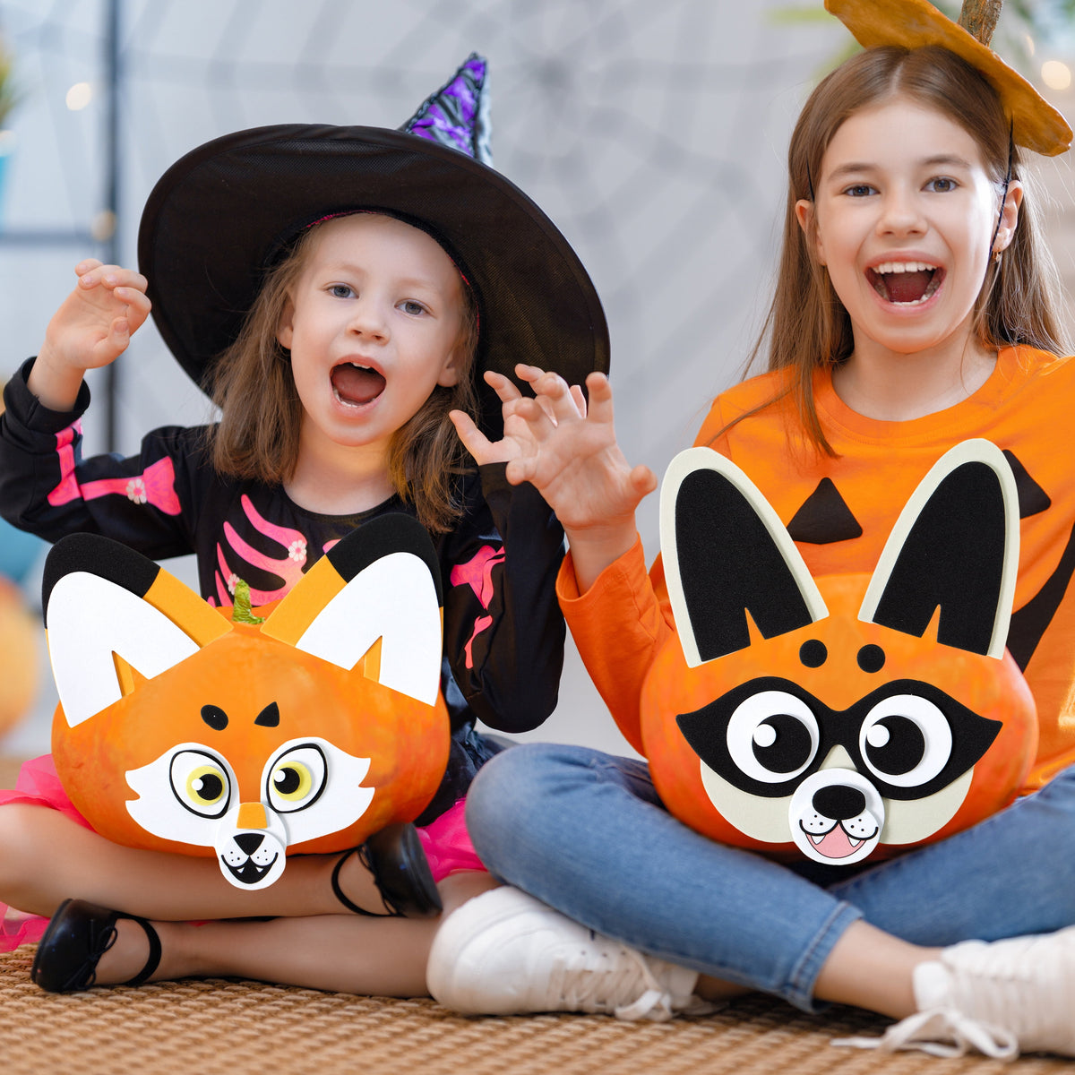 Joyfy 16 Faces Halloween Pumpkin Decorations Stickers Foam Craft Kit, 18 Sheets 16 Designs Halloween Party Favors for Kids, Party Supplies Arts Activities, Jack O Lantern Face Sticker School Gifts