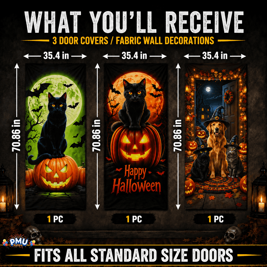 PMU Halloween Bathroom Door Cover, Halloween Decor, Door Decor