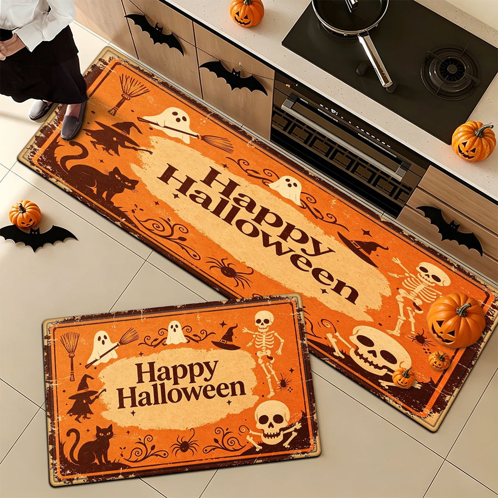 YIMEIS Halloween Orange Pumpkin Lantern Soft Non-slip 1Pc Flannel Mat and Kitchen Rugs,16''x24'',for Bathroom Entryway Bedroom