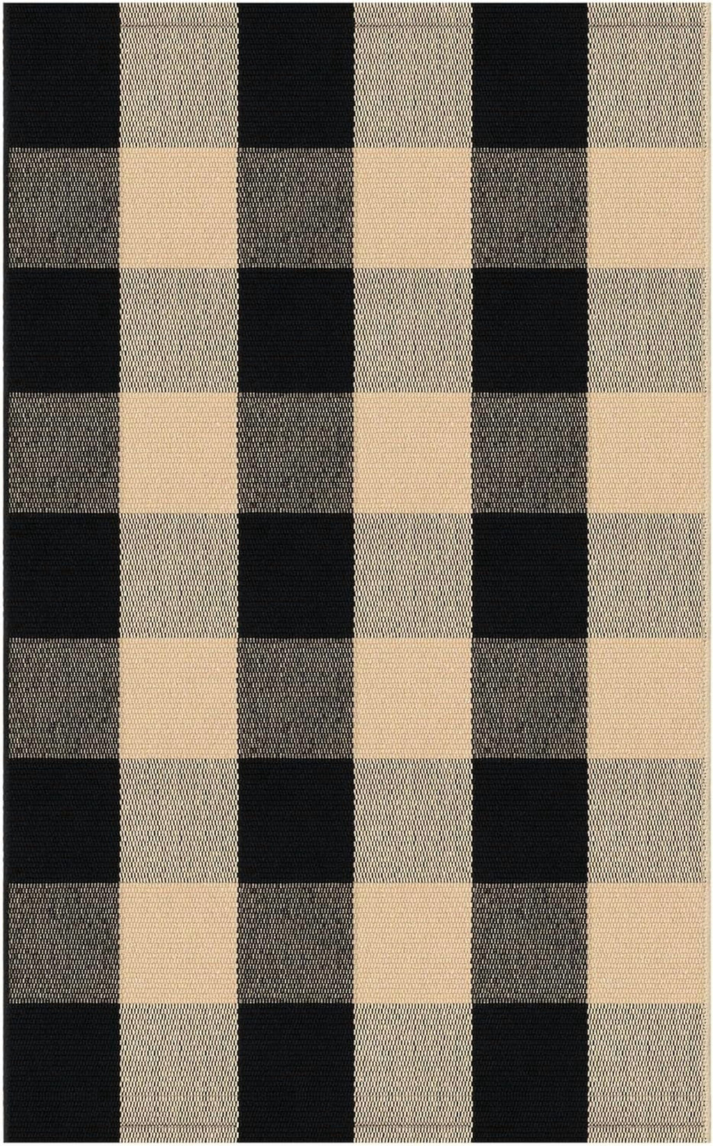HearthHarmony Buffalo Plaid Area Rugs 2x3 Ft Brown and Black Checkered Rugs Washable Front Door Mat Hand Woven Cotton Outdoor Small Rug for Front Porch Kitchen Entryway Patio Bathroom