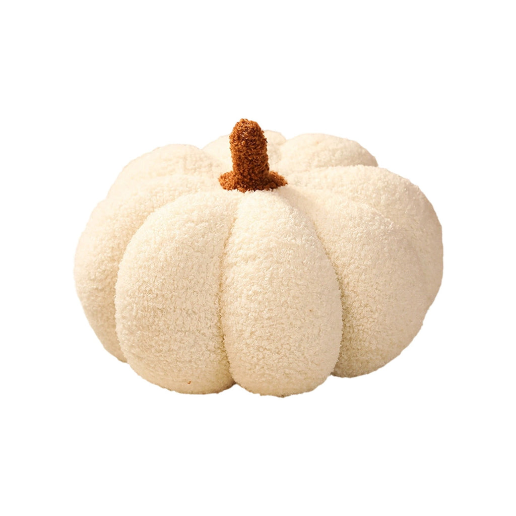 Yhmxh Soft Fluffy Pumpkin Throw Pillow, 3D Plush Sherpa Stuffed Pumpkin Cushion Decor, Cute Autumn Harvest Pumpkin Shaped Plush Toy for Sofa Couch Bed Farmhouse Thanksgiving Halloween Party Decor