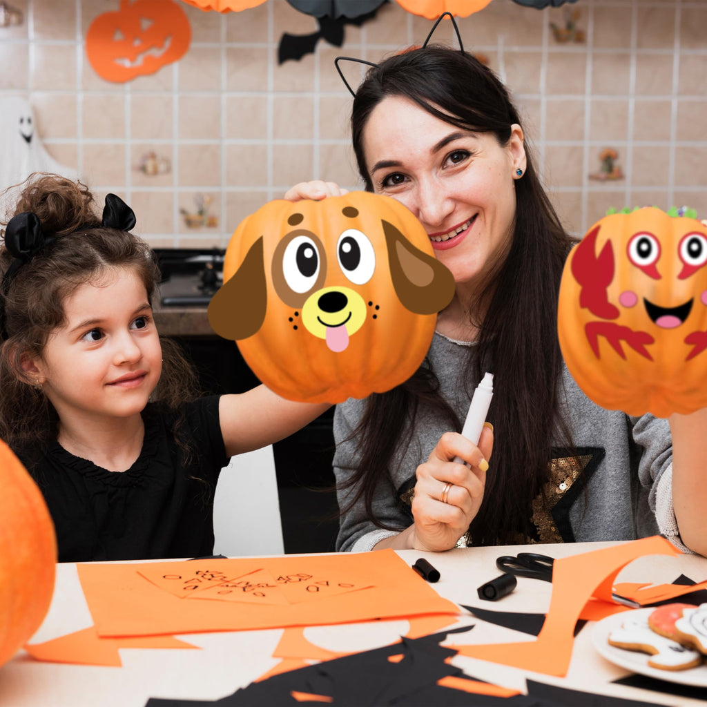 Joyfy 16 Faces Halloween Pumpkin Decorations Stickers Foam Craft Kit, 18 Sheets 16 Designs Halloween Party Favors for Kids, Party Supplies Arts Activities, Jack O Lantern Face Sticker School Gifts