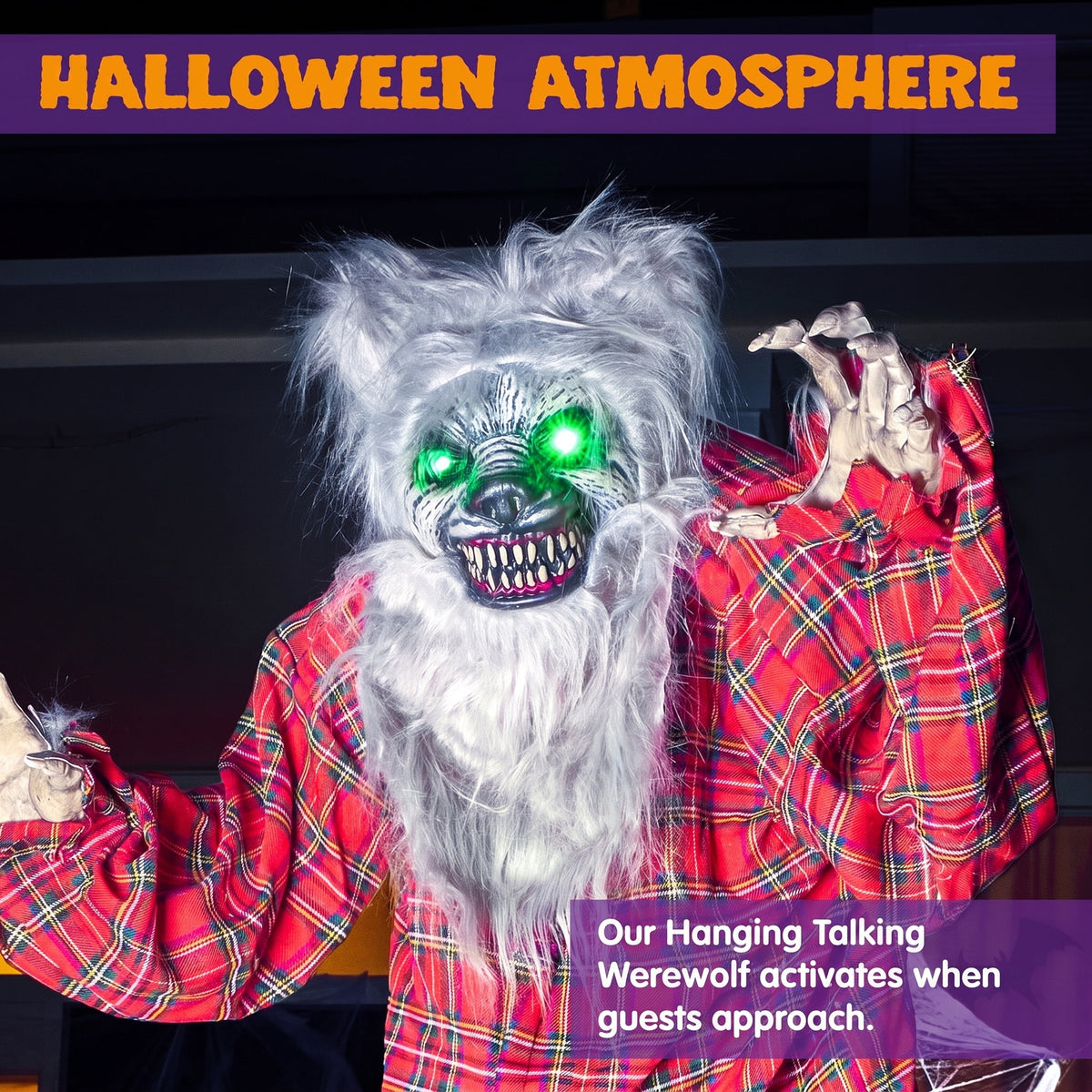 Joyfy Halloween Decorations Outdoor, 72"(6ft) Light Up Animated Scary Decorations Pumpkin Ghost with Sound Activation,Animatronics Pumpkin Decorations for Haunted House Prop Yard Decor