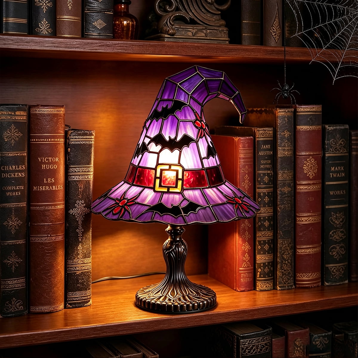 Clearance Witch Hat Lamp, Halloween Nigh Light Handcrafted Retro Resin Witch Hat Light, Usb Powered, Gothic Halloween Decorations for Bedroom