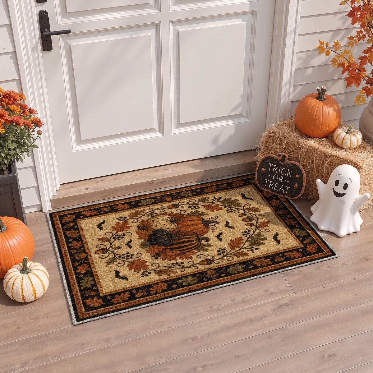 KUETH 3'x5' Halloween Machine Washable Area Rug, Non-Slip Rugs for Living Room, Bedroom and Dining Room, Orange