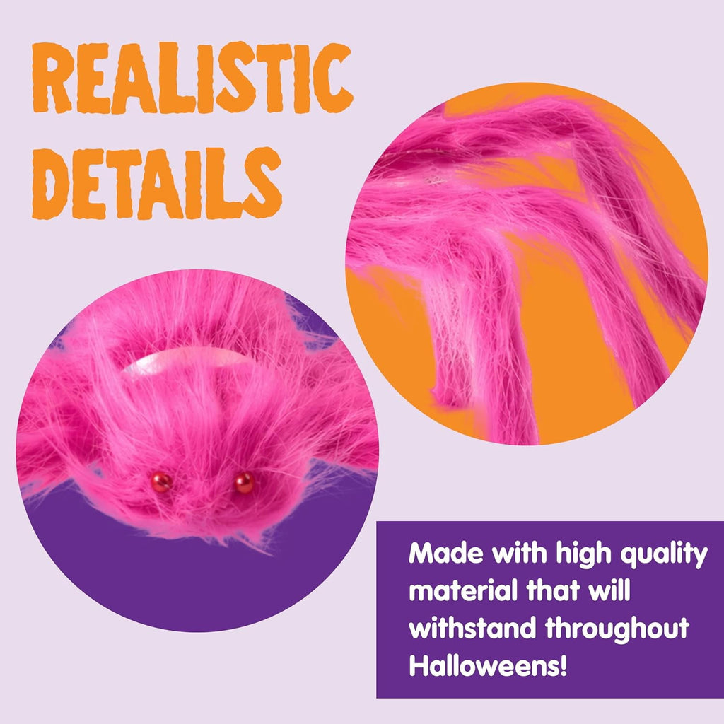 Joyfy 6 Packs Colorful Hairy Giant Spiders Halloween Decorations Outdoor,Multi-Size Outdoor Halloween Spider Decorations for Yard Lawn & Patio (30", 30", 20", 20", 12", 12")