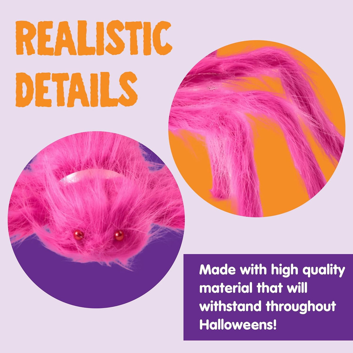 Joyfy 6 Packs Colorful Hairy Giant Spiders Halloween Decorations Outdoor,Multi-Size Outdoor Halloween Spider Decorations for Yard Lawn & Patio (30", 30", 20", 20", 12", 12")