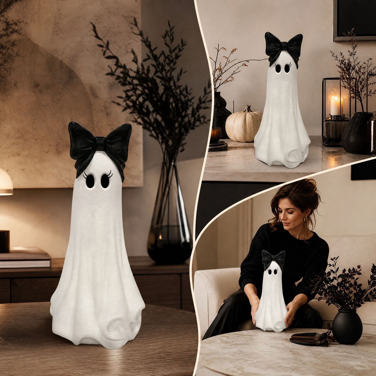 Mauxuk Halloween Black Witch Acrylic Decor - Gothic 2D Tabletop Centerpiece for Spooky Party, Haunting Mantel Decor, Gift for Horror Fans, 8-Inch Tall with Stand