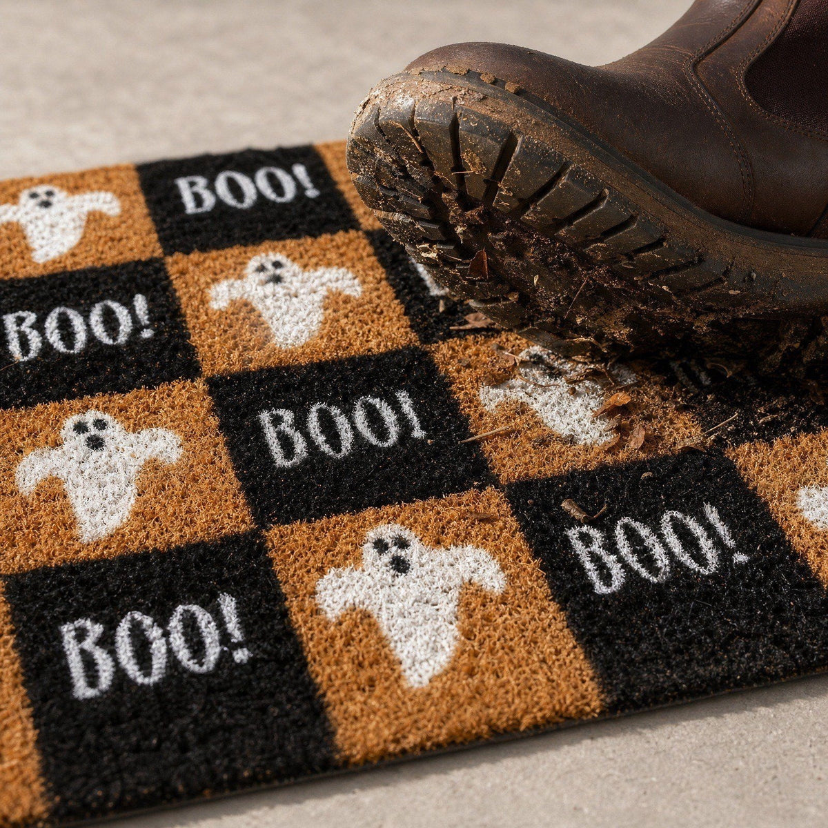 Be Witcha In A Minute Ornate Coir Doormat Halloween Decorations, Weather Resistant Non Slip Mat for Front Porch Witch Gothic Home Decor