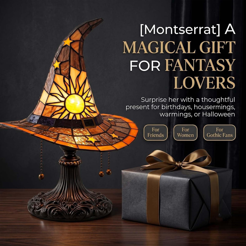 Clearance Witch Hat Lamp, Halloween Nigh Light Handcrafted Retro Resin Witch Hat Light, Usb Powered, Gothic Halloween Decorations for Bedroom