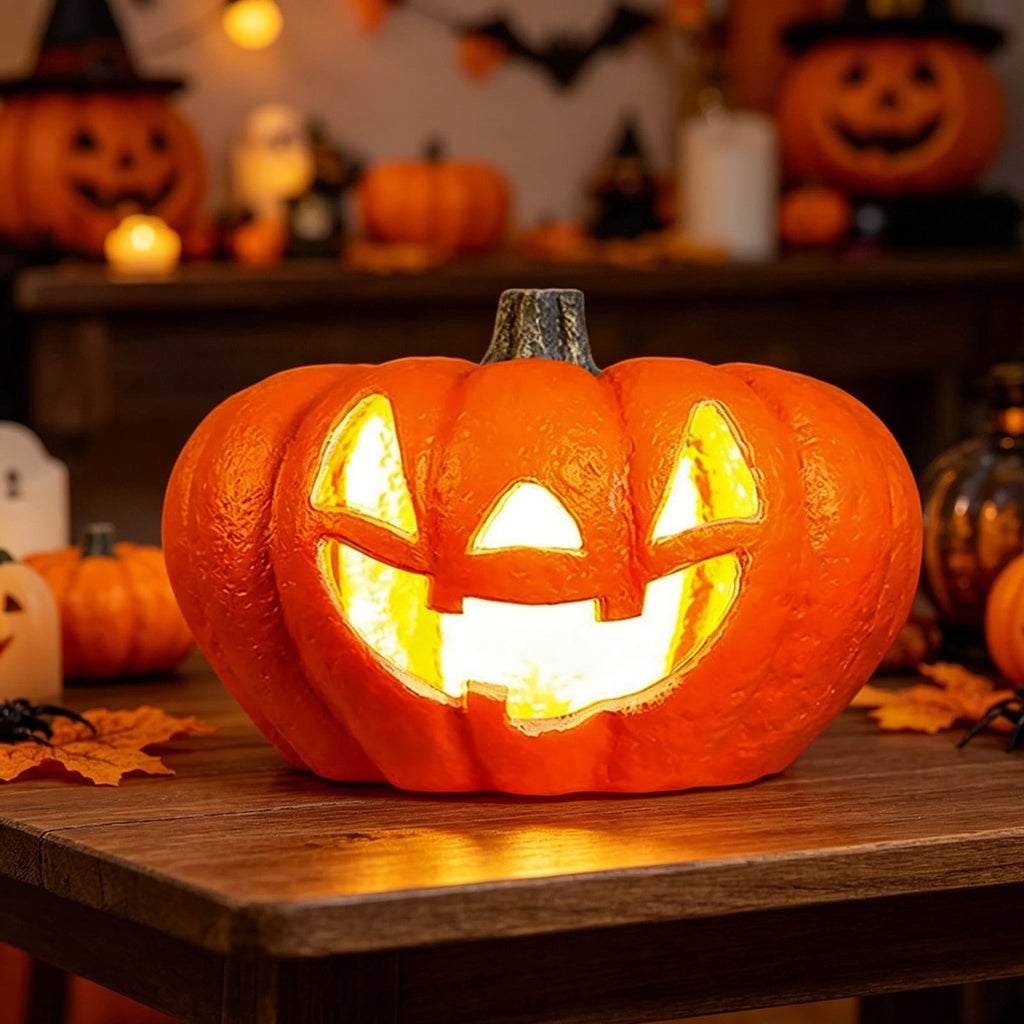 Large LED Lighted Halloween Pumpkin, Weather-Resistant Blow Mold Jack O Lantern Decoration for Outdoor Yard, Porch, Storefront, and Commercial Holiday Displays