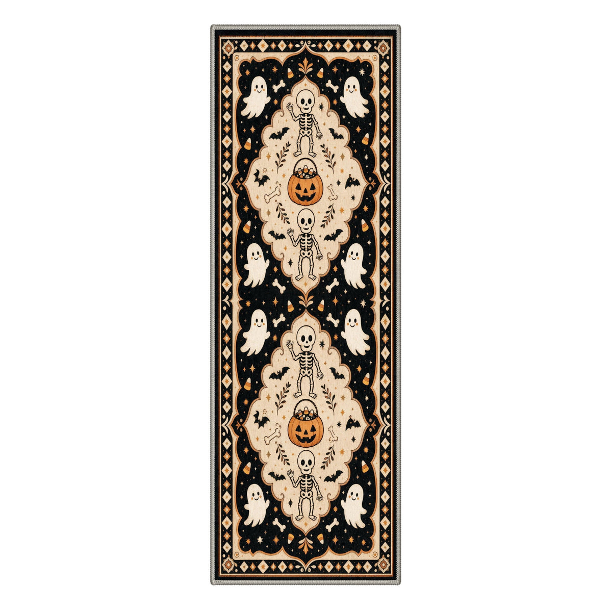 GENIMO 2'x3' Halloween Doormat, Washable Non Slip Soft Gothic Castle Outdoor Door Mat for Front Door Covered Porch Patio Entryway, Antique Gold