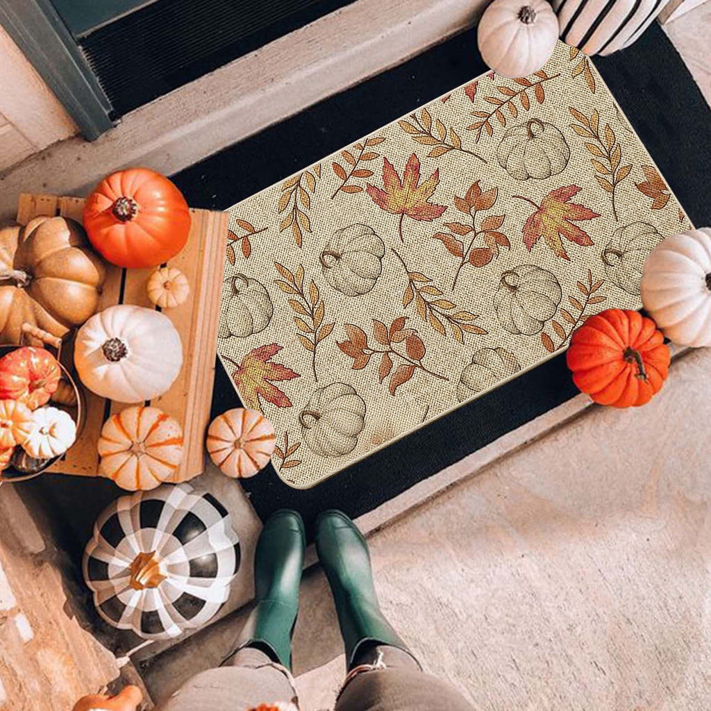 Halloween Door Mat Pumpkin Absorbent Skidproof Mat 23.62x15.35in Polyester Skidproof & Water Absorbent for Front Door Bathroom Kitchen Entryway Halloween Door Mat by MPOISVA